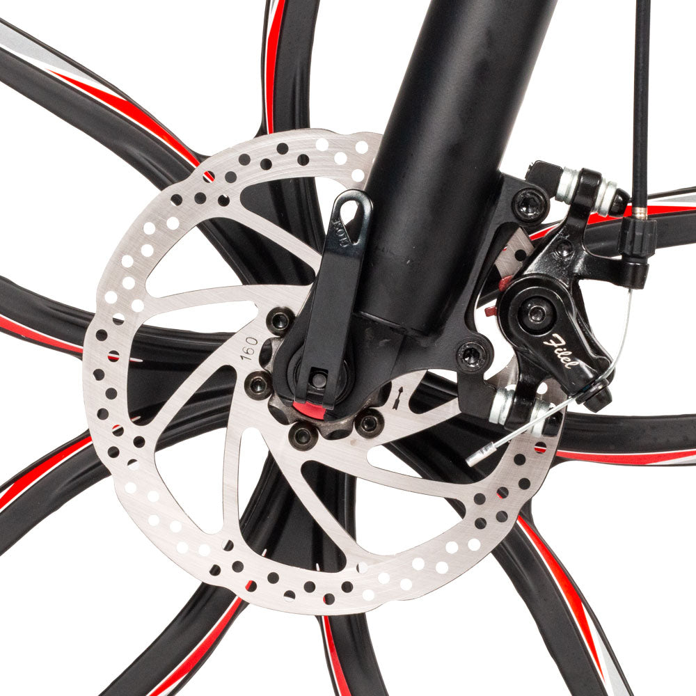 160mm mechanical disc brakes provide superior braking performance and durability,which guarantee a safety riding.