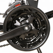 Steel chainring with PVC guard: Guards attached to the right side of the chainring protect the gear from accident damage when riding or parking.