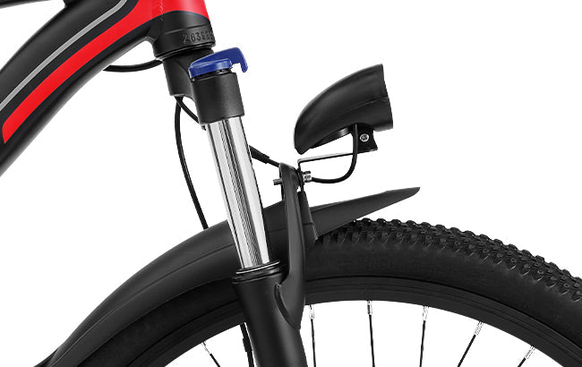 Adjustable front fork suspension: On Flat Road,turn off to increase speed,on rough road,turn on to reduce disruption.