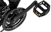 Steel chainring with PVC guard: Guards attached to the right side of the chainring protect the gear from accident damage when riding or parking.